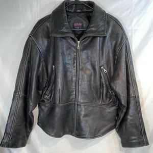 Jessi Lee Leather Pleated Scoop Bottom Jacket Size L